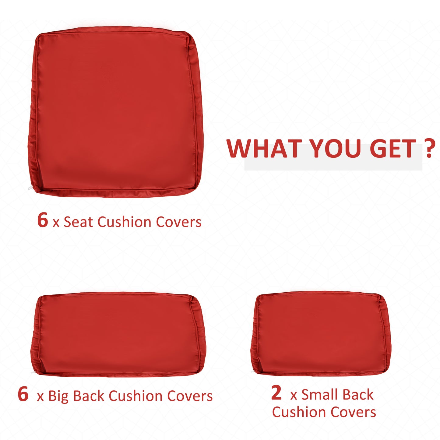 Outdoor 14pc Patio Rattan Sofa Set Cushion Polyester Cover Replacement Set - No Cushion Included Red - Gallery Canada